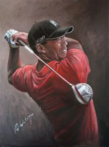 

HIGH QUALITY PORTRAIT OIL PAINTING ON CANVAS PLAYING GOLF