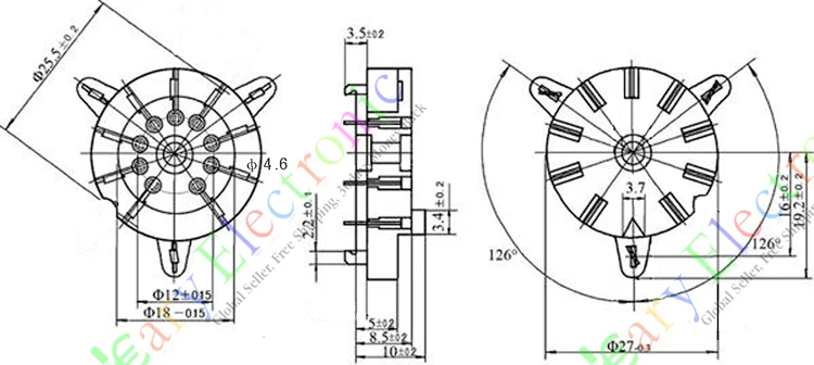 Wholesale and retail 20pc 9pin Bakelite vacuum tube socket valve base Chassis 12AX7B 12AU7B 6DJ8 audio free shipping