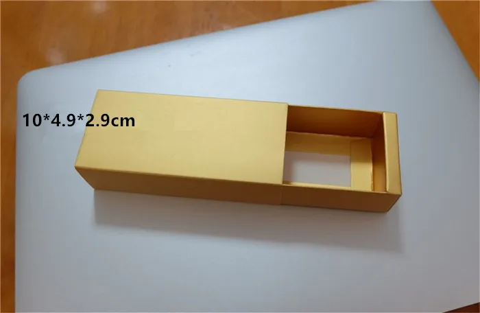 10*4.9*2.9cm Gold Paper Drawer Box Cosmetic Essential oil Bottle Lipstick Perfume Packaging Box 100pcs\lot Free shipping