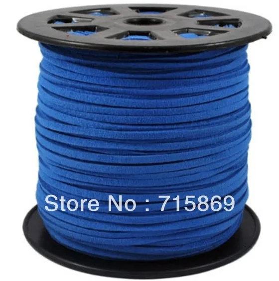 Free Ship 3mm Royal  Blue 100 Yard (92M) Faux Suede Leather  Cord Lace Leather Cord Flat leather cord