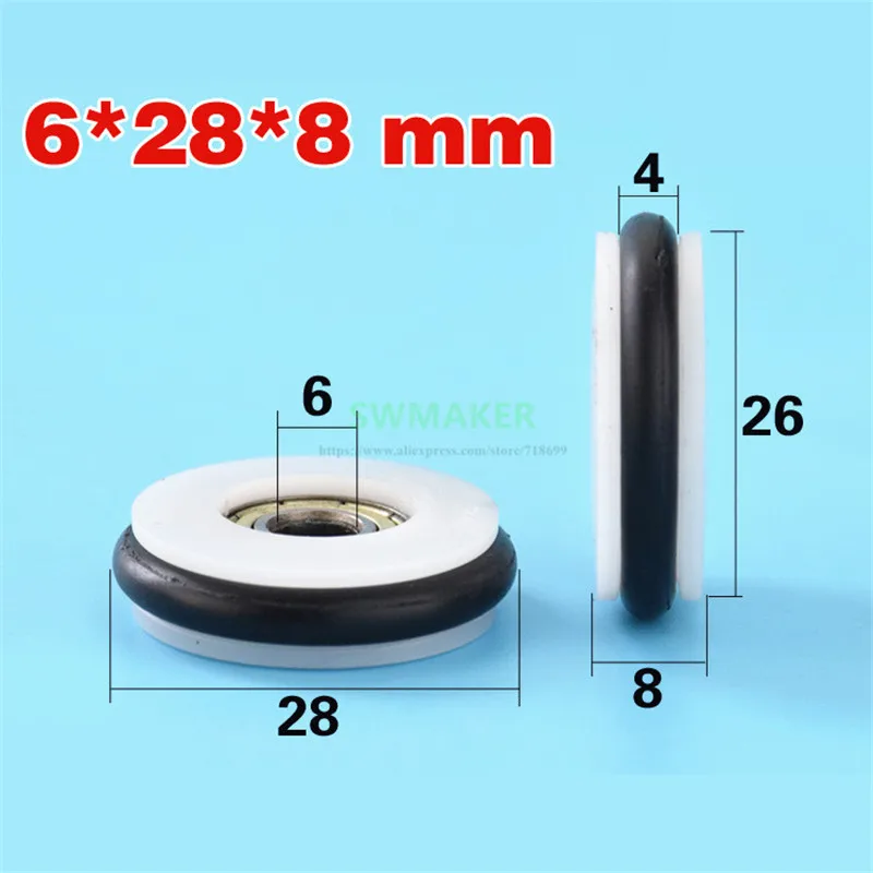 6*28*8mm Buna-N rubber O rubber ring rubber rubber roller, mute elasticity, 696 bearing pulley for blackboard / fishing / tackle