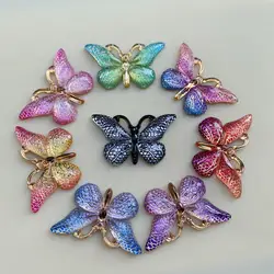 Mix Colors Butterfly Natural Stone Convex Series Flat back Resin Cabochons Jewelry Accessories 10pcs 23*38mm -B27A