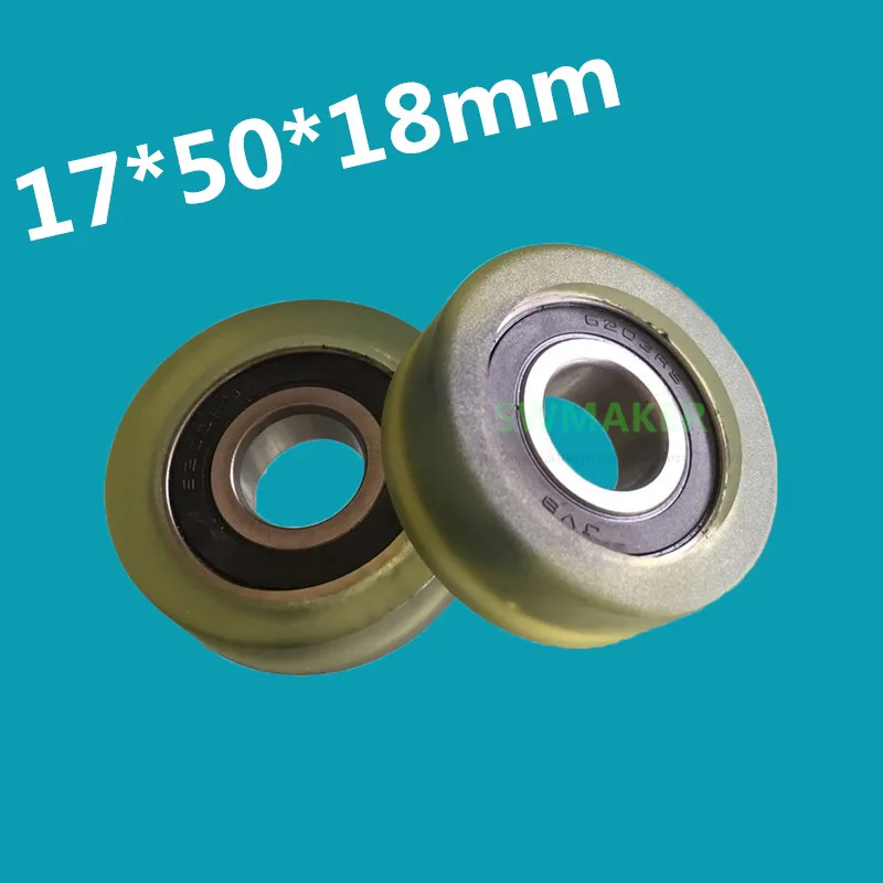 

SWMAKER 17*50*18mm F type idler pulley ball bearings 626 bearing PU flat slide wheel Good Quality