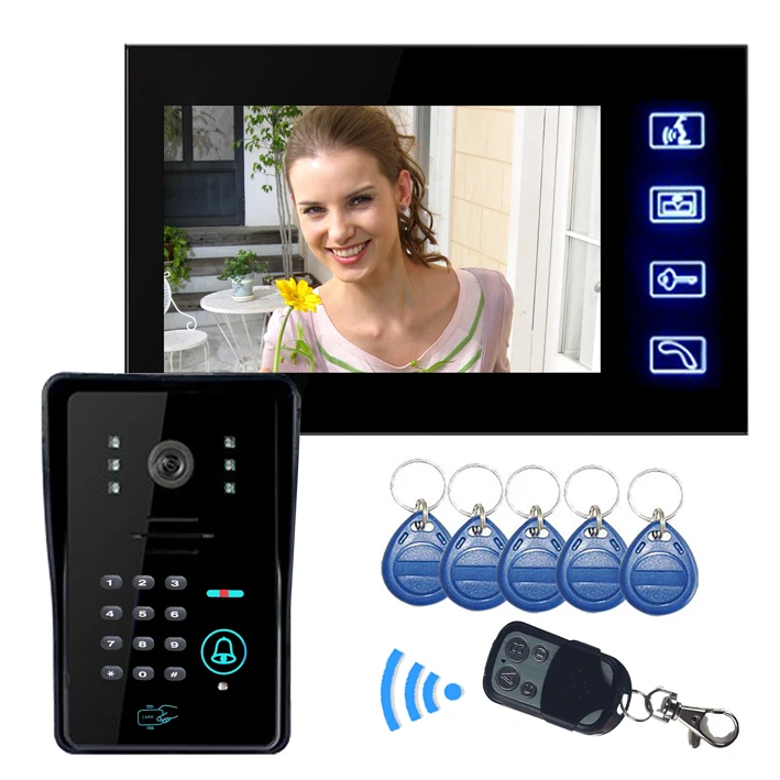 

7 inch LCD Wired Home Video Intercom Door Phone RFID Key Fob