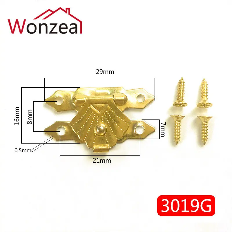 10pcs Jewelry Box Hasp 29x19mm Antique Brass MIni Hasp Latch Lock Bronze Chest Wooden Box Box Clasp Lock Hardware Tools