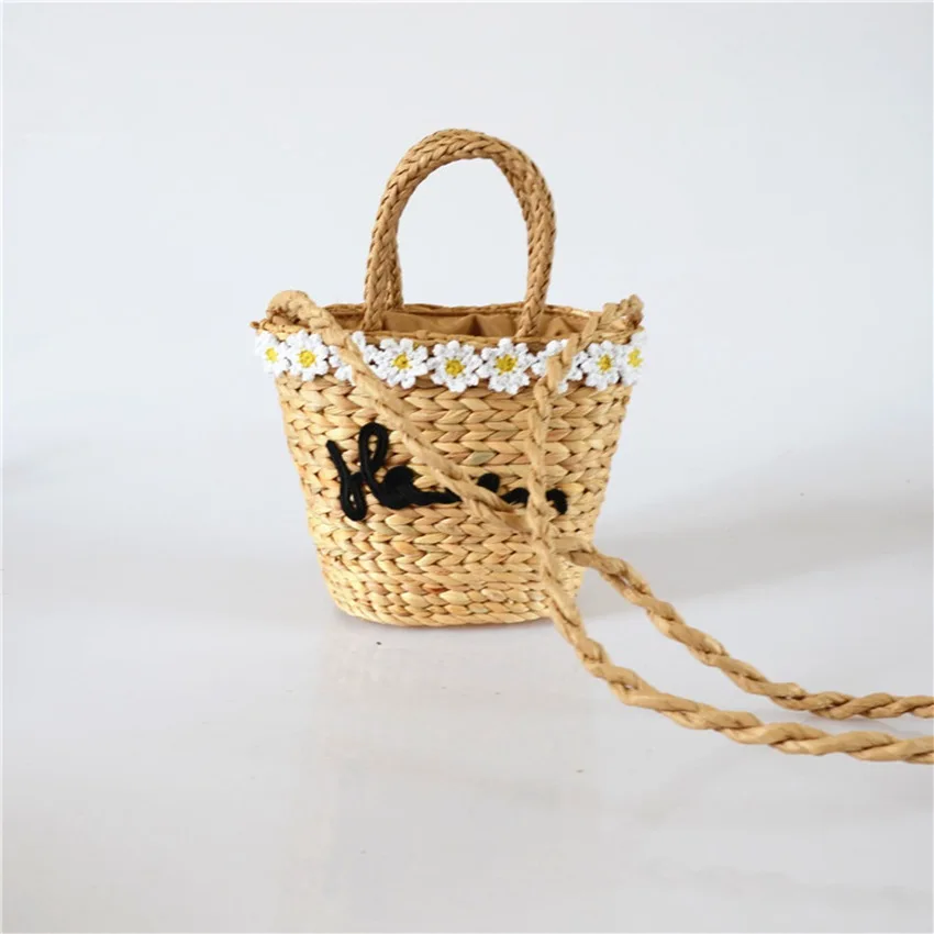 

Japanese and Korean style small daisies bag new flowers straw bag handbag woven gourd grass hand shoulder bag