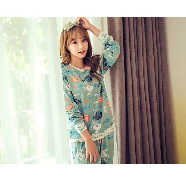 Womens Pajamas Sets Long sleeve suit Animal Cartoon Large Size Girls Sleepwear Women\'s Pijamas Suit Home Clothes Pyjama Femme