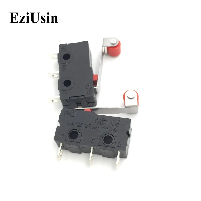 EziUsin 100pcs 5A 125 250V SPDT 1NO 1NC Momentary Hinge Roller Lever Tact Micro Switches 3 Pins KW11-N KW12 Mouse Reset Button