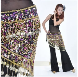 new style High quality women sexy new belly dance waist chain wide belt luxury colorful rhinestones gold tassel coins