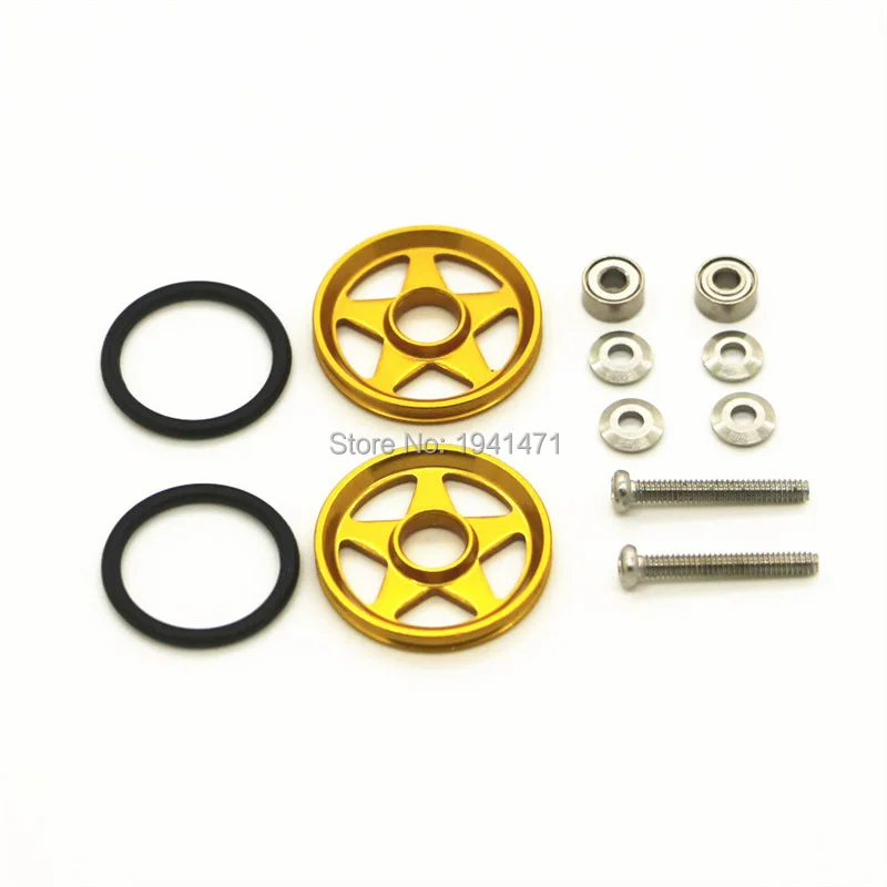 RFDTYGR  4 Sets 19mm Aluminum Rollers With Soft Rubber Ring Custom PartsTamiya Mini 4WD 19mmColored Aluminum Guide -Wheel