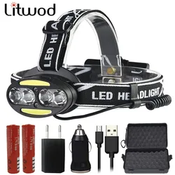 Z20 2806 32W chip XHP70 Headlight 32000lum powerful headlamp 4* T6 +2*COB+2*Red LED Head Lamp Flashlight Torch head light