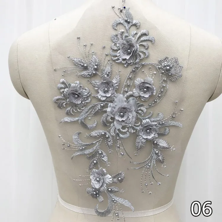 2 Stück/Set Neue Mode Stickerei Perlen Pailletten Spitzenblume, Kinderkleid, Kostüm, DIY Spitzenzubehör 36*21cm RS1868 – Detail 13