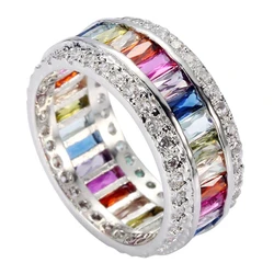 Fleure Esme Engagement rings for women Peridot Morganite Blue Purple Pink Red Cubic Zirconia Rhodium Plated R489 size 6 7 8 9 10