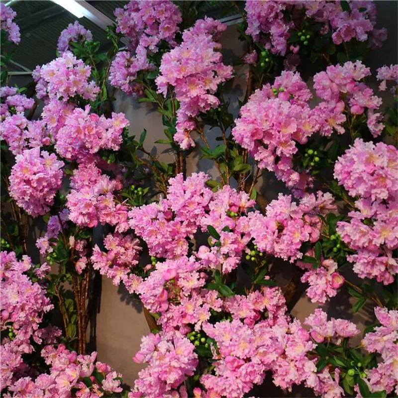 6PCS Fake Long Stem Crape Myrtle Faux Common Crapemyrtle Flower for Wedding Home Showcase Decorative Artificial Flowers