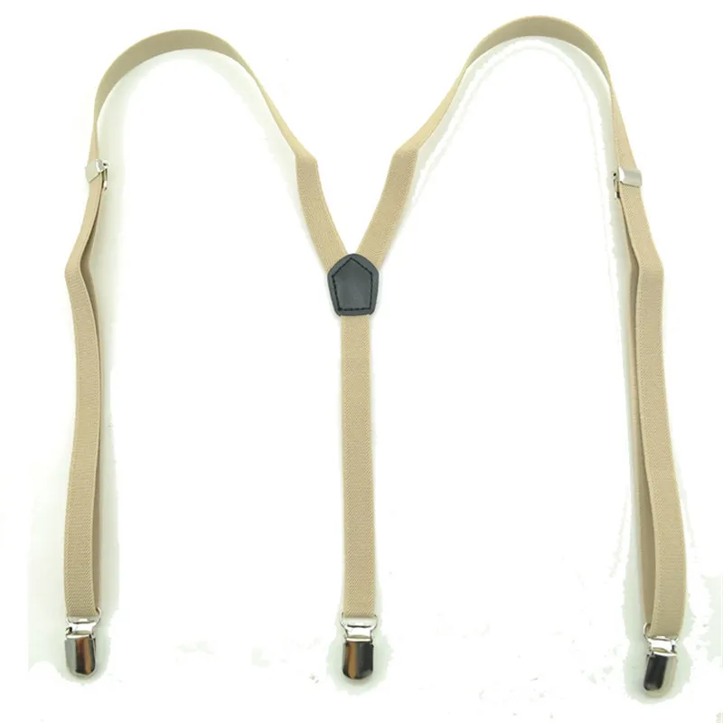 Frauen Männer Hemd Hosenträger Für Hosen Hosen Halter Straps 1,5 cm breite beige 3 Clip-on Elastische Hosenträger Schlank Y-zurück gallus Geschenk