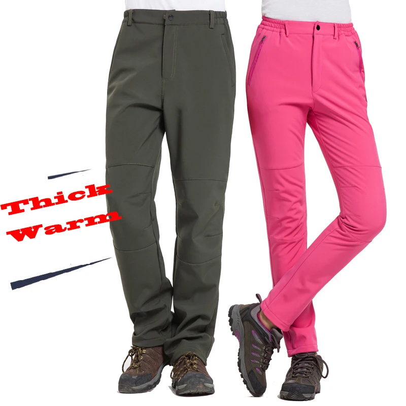 NUONKEO Winter Hiking Pants Men Women Waterproof Softshell Fleece Pants Ski Sports Outdoor Pants Pantalon Trekking Hombre PM11