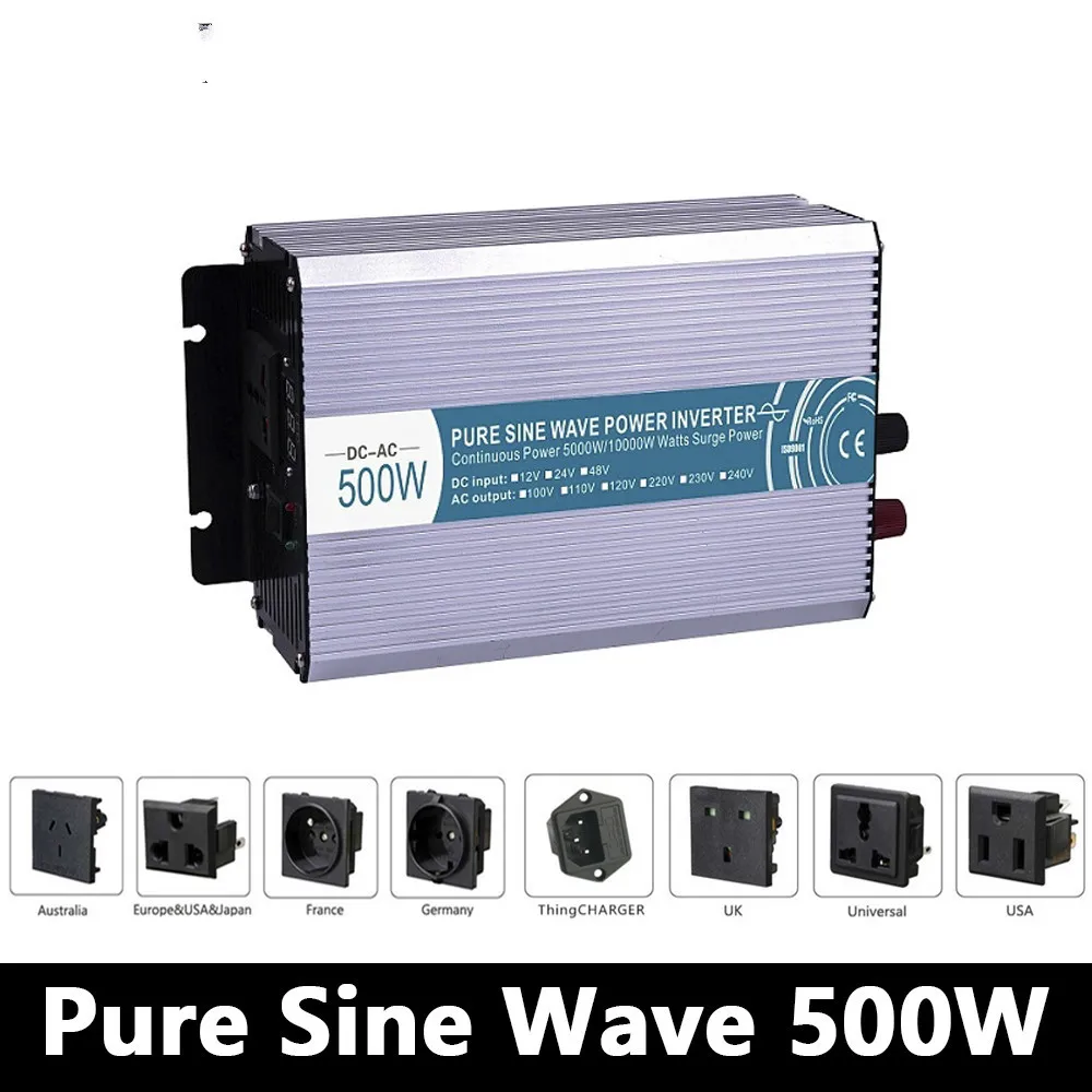 

500W pure sine wave inverter,DC 12V/24V/48V to AC 110V/220V,off grid inversor,solar power invertor,voltage converter LED Display