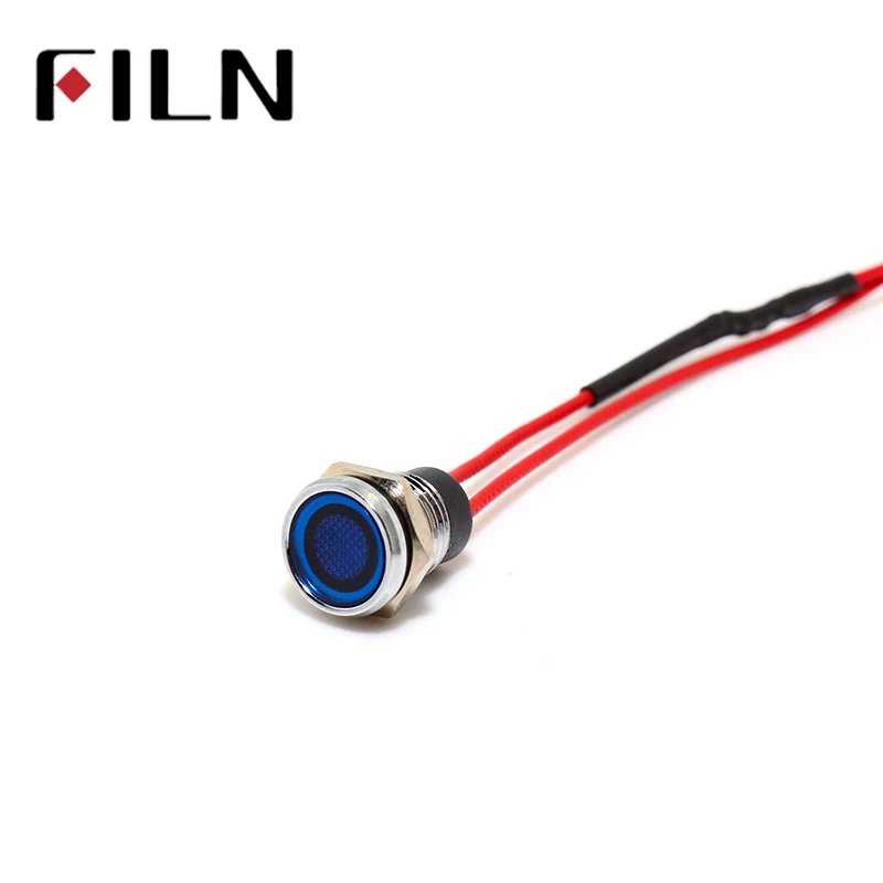 FILN 8mm FL1M-8FW-3 red yellow blue green white 6v 12v 110v 24v 220v led metal pilot lamp with 20cm cable