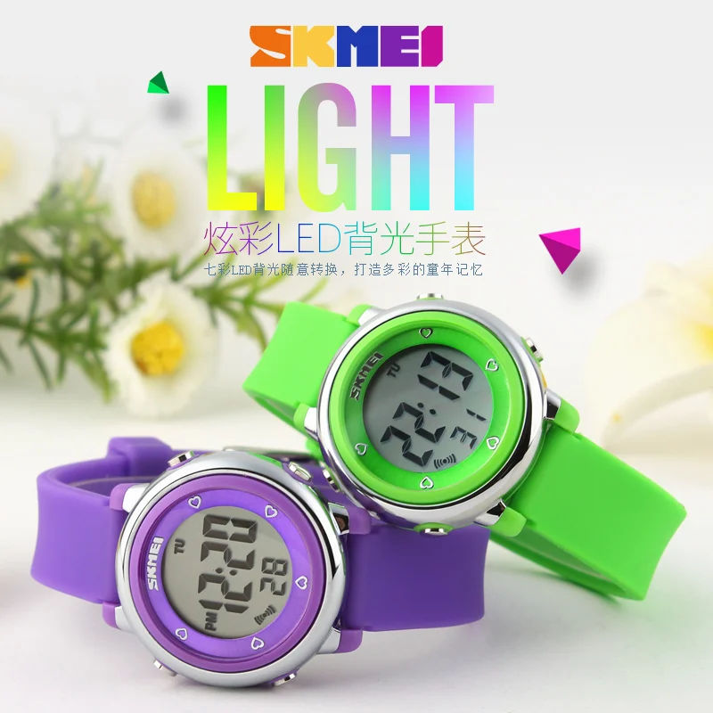 SKMEI-어린이 시계, LED 디지털 스포츠 Relojes Mujer 소년 소녀 패션 키즈 만화 젤리 방수 손목 시계, 2018