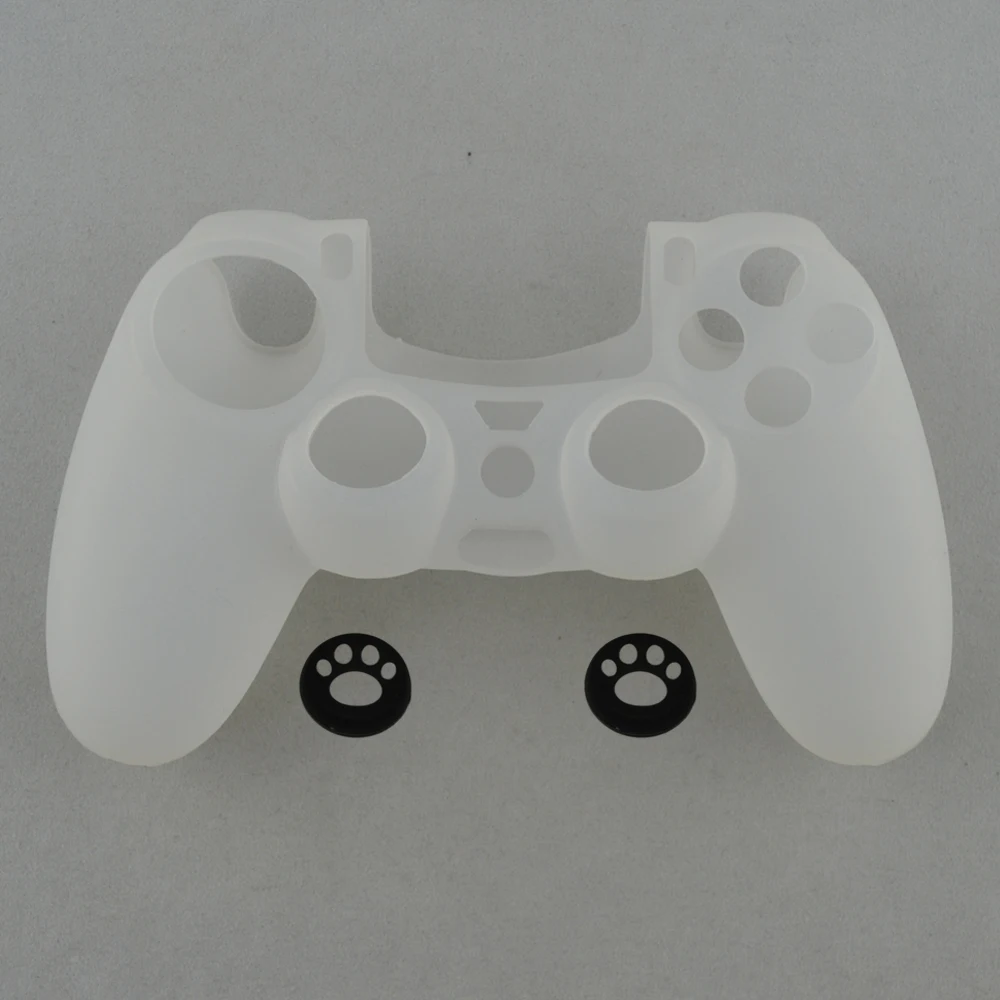 2 في 1 غطاء من مطاط السيليكون الناعم لجهاز بلاي ستيشن 4 PS4 وحدة تحكم الجلد + 2 قطعة قبعات سيليكون عصا التحكم