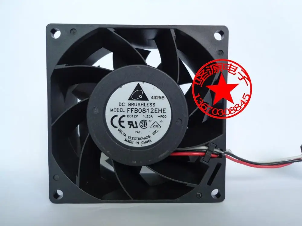 Delta Electronics FFB0812EHE F00 DC 12V 1.35A 80x80x38mm 3-wire Server Cooling Fan