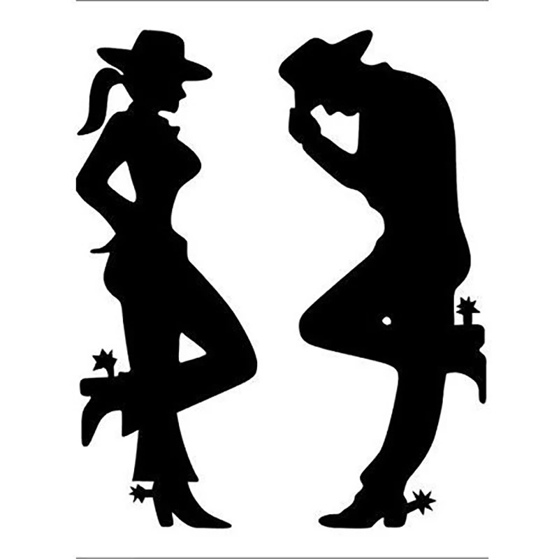 Rural Couple Cowboy Female Vinyl Sticker Laptop Computer Phone Rear Window Bumper Body Car Sticker