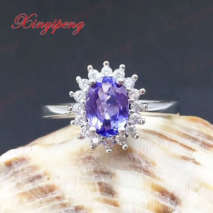 

925 sterling silver with 100% natural Female Tanzania stone ring purple A wedding gift