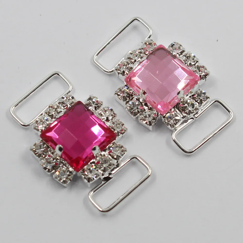 New 10pc Color Crystal Rhinestone Bikini Connectors Buckle Metal BrassChain Swimsuit Decorative Trinket Backpack Buckles