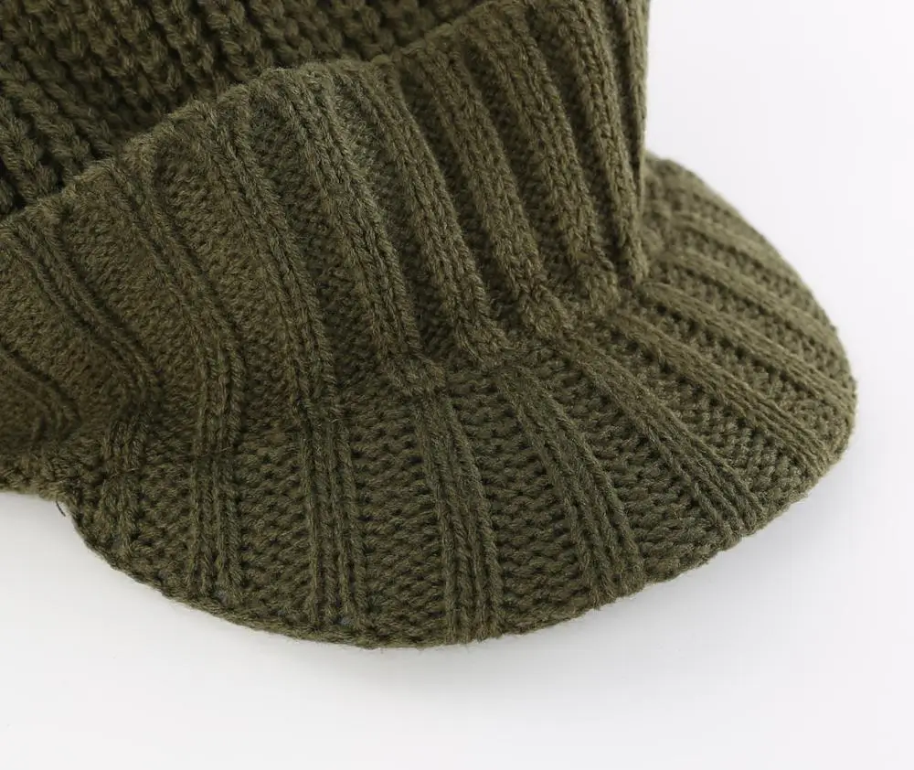 Conecttyle gorro de menino ao ar livre, para inverno macio quente gorro de aba grosso de malha gorro diário com visor