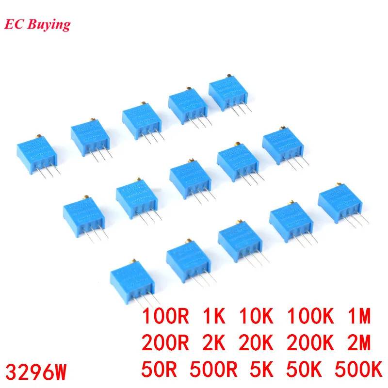 100pcs/lot 3296W 3296 1K 2K 5K 10K 20K 50K 100K 200K 500K 1M 2M 50R 100R 200R 500R 103 104 105 503 Trimpot Trimmer Potentiometer