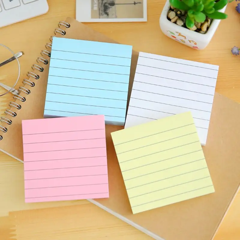 Square Soild Candy Color Sticky Notes Memo Pad 80 Pages Sticker Bookmark Paper Writing School Office Stationery