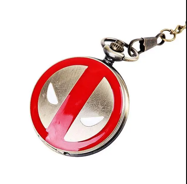 Hot 2020 Fashion Cool Super Deadpool Quartz Pocket Watch FOB chain with Chain for Men Boys Women reloj de bolsillo