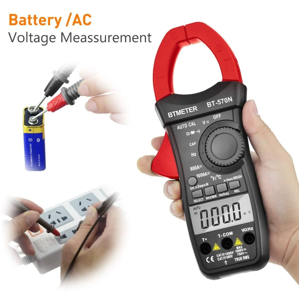 Digital Clamp Meter BT-570N True RMS,AC/DC Current Voltage Auto Range 6000 Display Voltage Tester Meter,Inrush Current test