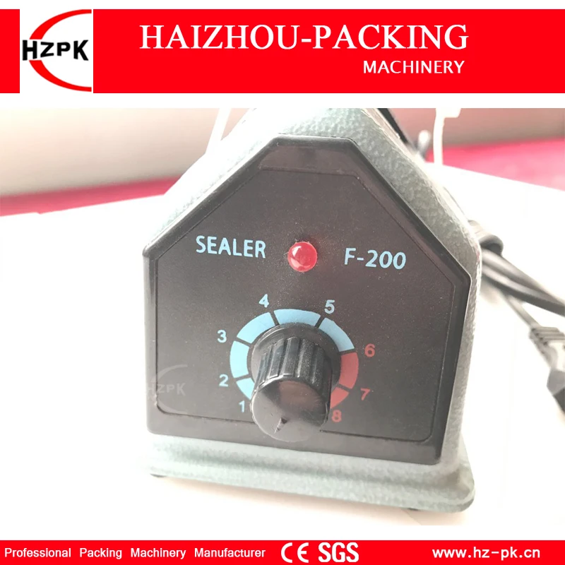 HZPK Heat Impulse Plastic Aluminum Bag Sealing Machine Iron Body Manual Sealer Small Industrial Packaging Shop Work 200mm SF-200