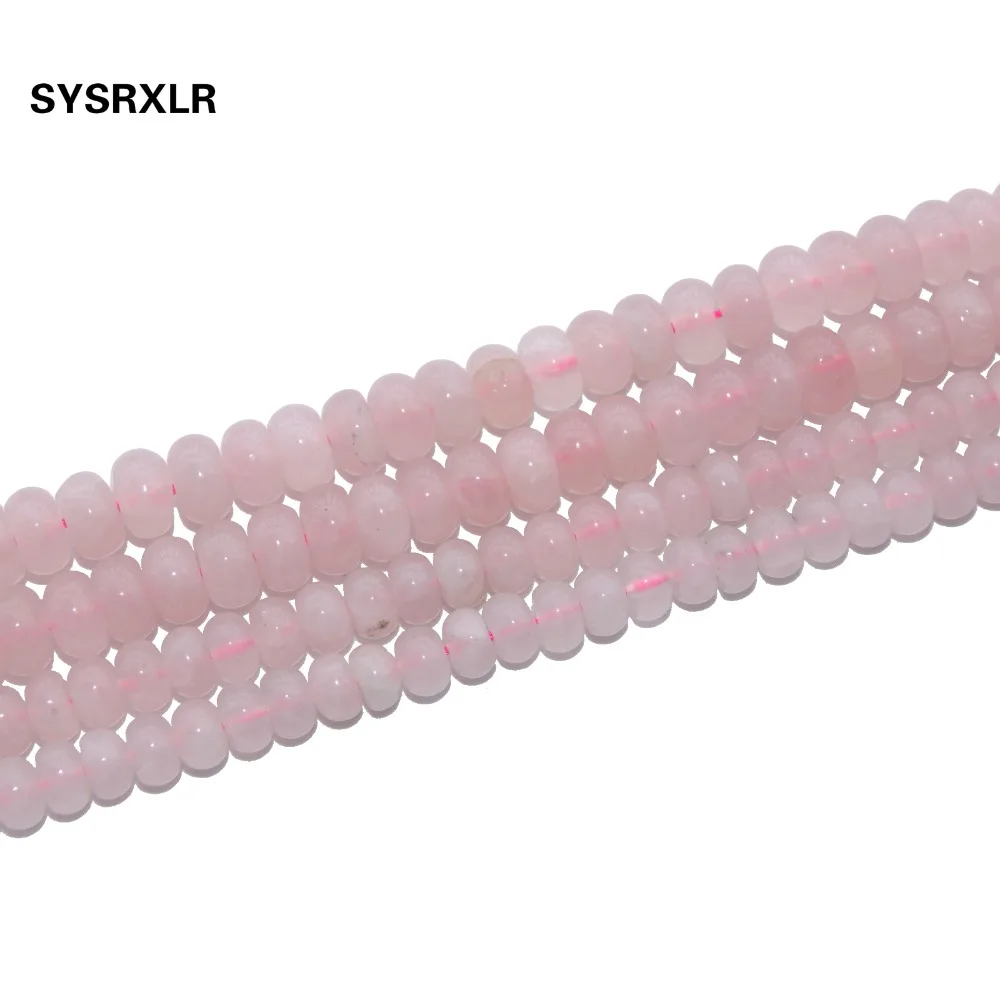 Free Shipping Rose Pink Quartz Crystals Natural Stone Spacer Rondelle Beads For Jewelry Making DIY Bracelet Necklace 4*7/5*8 MM