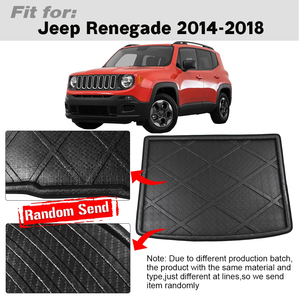 Buildreamen2 For Jeep Renegade (BU) Car Rear Trunk Mat Boot Liner Cargo Floor Tray Carpet Mat 2014 2015 2016 2017 2018