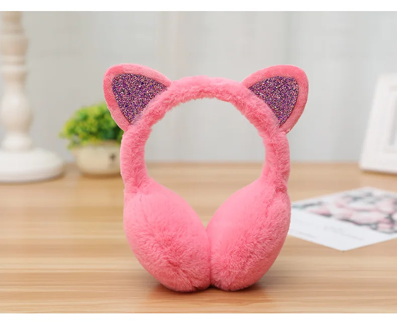 2018 new casual fashion simple and delicate cat ears shape winter plus velvet warm women's earmuffs