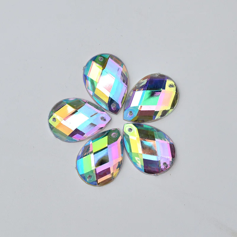 13*18mm Sewing Crystal AB Rhinestones Drop Shape Sew On Acrylic Stones Flatback Strass Crystals For Clothes Dress 200pcs