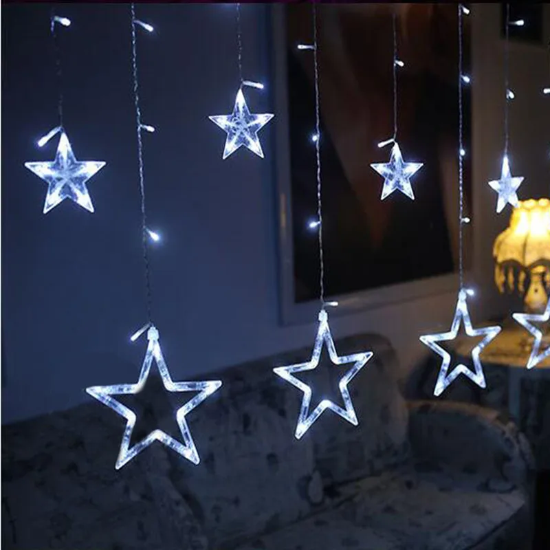 Imagem -05 - Significativo 2m Romântico Estrela de Fadas Led Cortina Luz da Corda Branco Quente Eu220v Natal Guirlanda Luz para Festa Casamento Feriado Deco