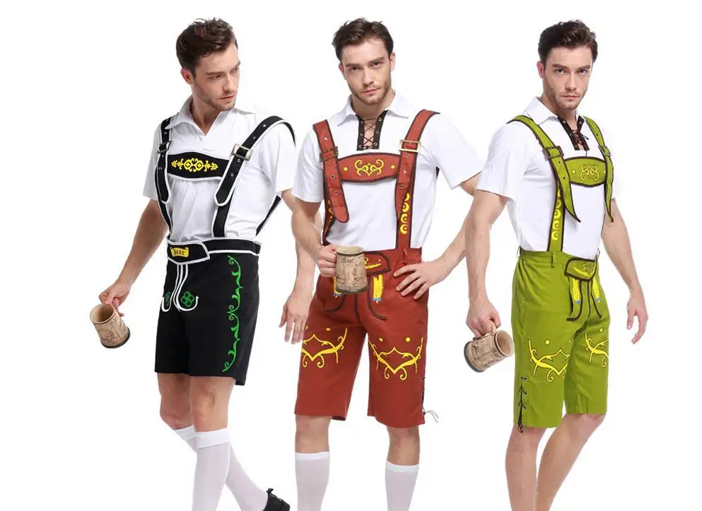 Mężczyzna Lederhosen Oktoberfest Oktoberfest bawarski niemiecki kostium piwny przebranie M-XL 2818