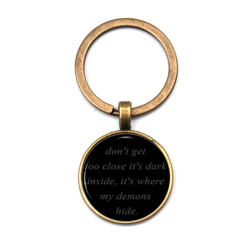 Popular Imagination Dragon Black Glass Beveled Keychain  Lyrics Quote Pendant  Music Jewelry - Devil Charm Gift Keychain XKHLHJ