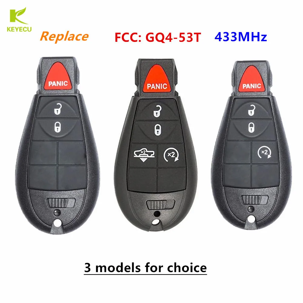 

KEYECU Replacement KEYLESS Remote Fobik Key FOB 433MHz ID46 for 2013-2020 RAM 1500 2500 3500 FCC ID : GQ4-53T