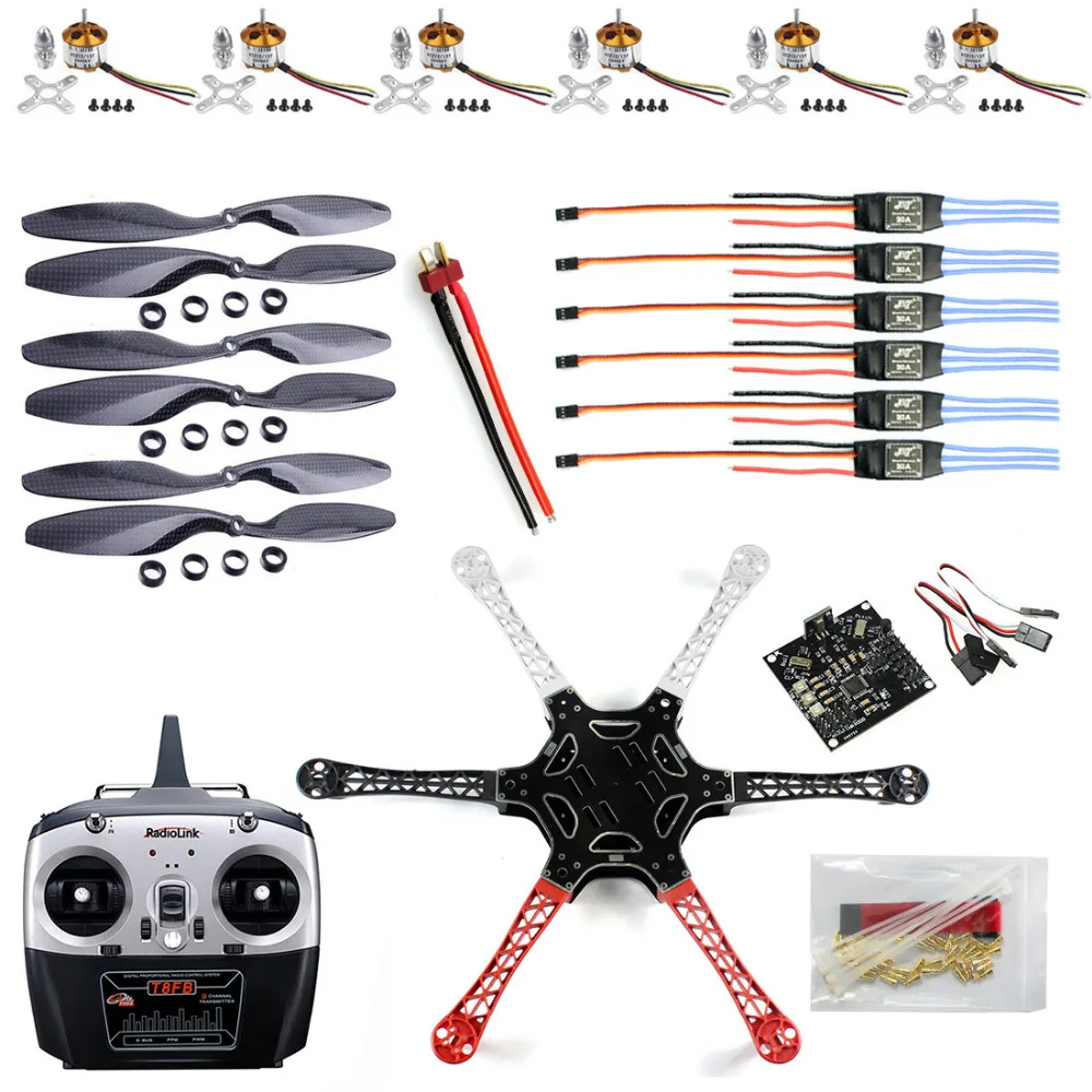 

F05114-J F550 Drone Heli FlameWheel Kit With KK 2.3 Flight Controller ESC Motor Carbon Fiber Propellers + RadioLink 6CH TX RX