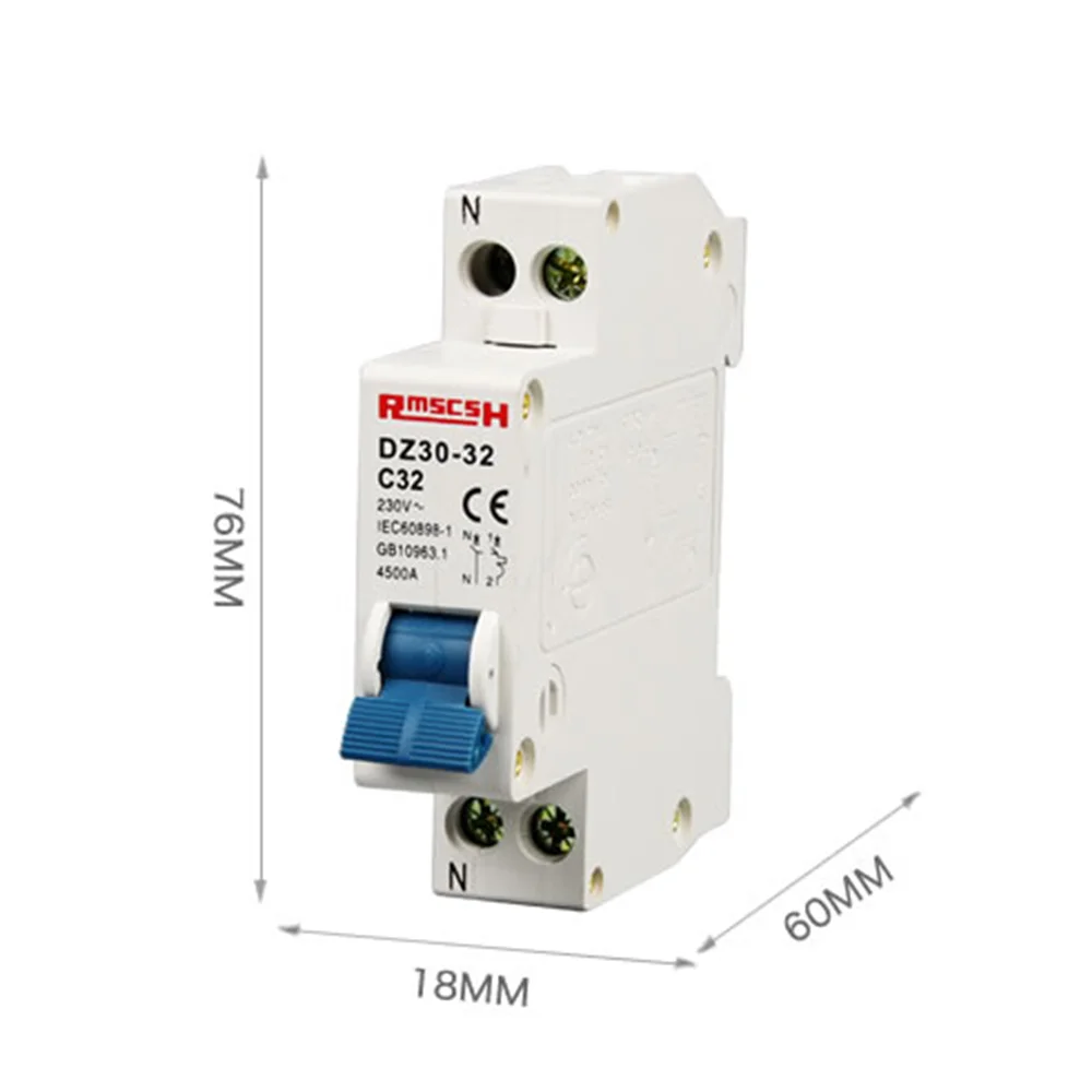 Mini Circuit breaker DPN DZ30-32 1P+N 10A 16A 20A 25A 32A 220V 230V 50HZ 60HZ  Circuit Breaker DIN RAIL RCBO