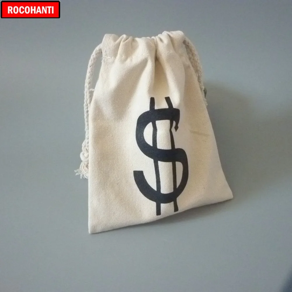 1 Piece Natural Color $ Dollar Bag Black White Gift Bag Cotton Canvas Drawstring Pouch Wedding Christmas Favor Bolsos Canva