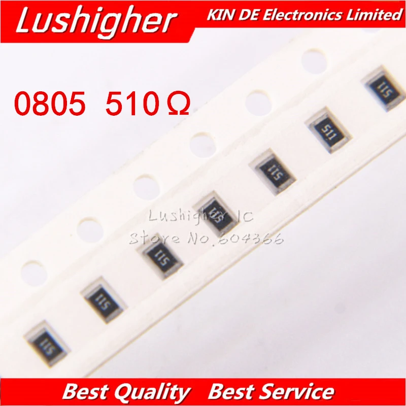 

100PCS 0805 SMD Resistor 5% 510R Ohm 511 510ohm