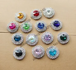 5pcs/lot 32mm red blue green yellow black white glass crystal rhinestone decorative button garment accessory crystal applique