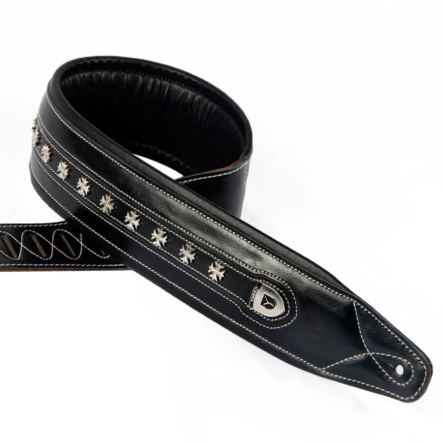 Imagem -02 - Couro Genuíno Guitar Strap Strap Baixo Elétrico Metal Rock Punk Vorson