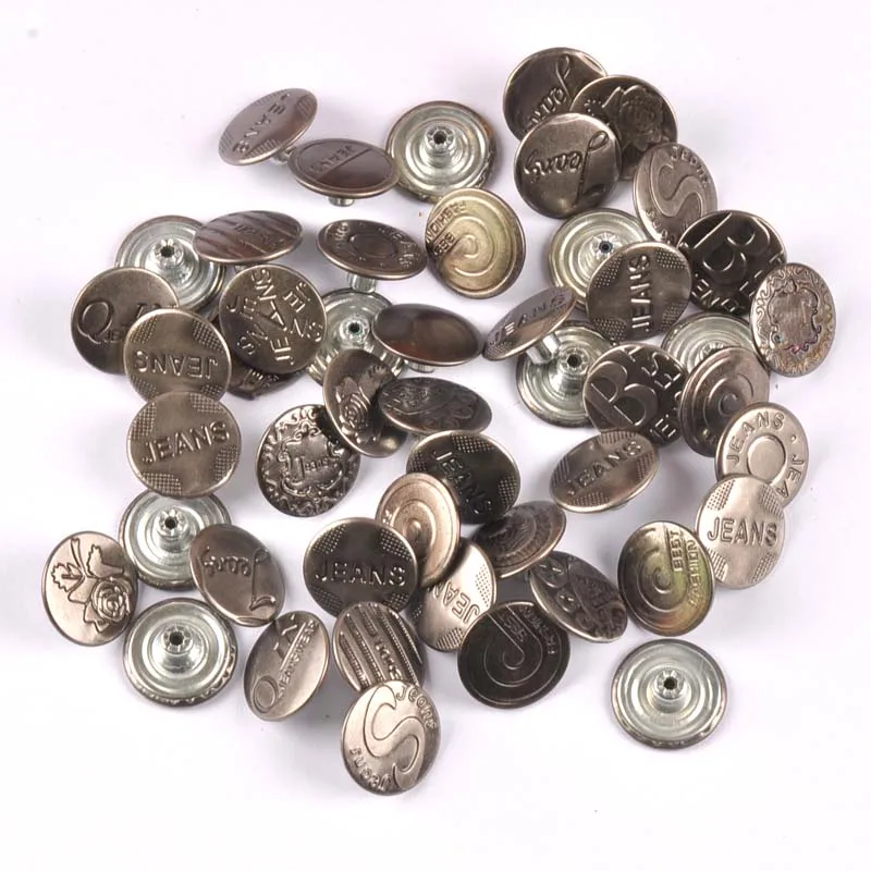 20Pcs/Set 20MM random mixed Metal Button High Quality silver Jean Buttons Mixed Button Clothing Accessories cp2172