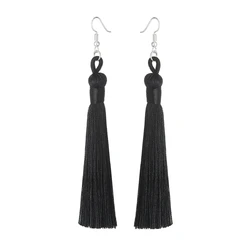 LOVBEAFAS Boho Drop Tassel Women Earrings Long Fringe Dangle Earings Silk Fabric Rope Wrap Ethnic Vintage Fashion Female Jewelry